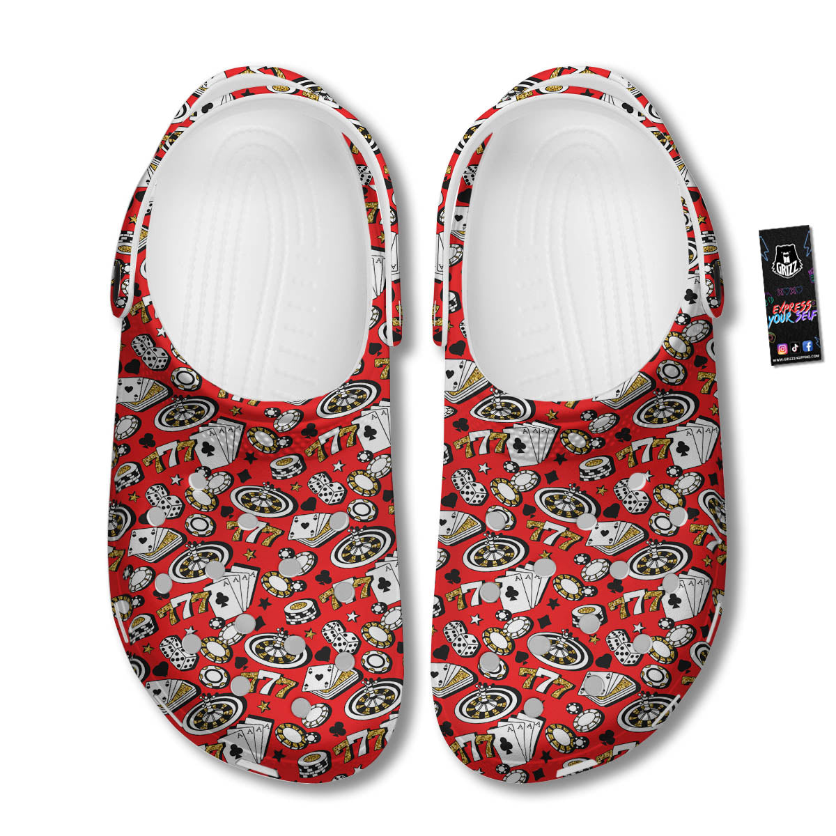 Poker Casino Print Pattern Clog-grizzshop