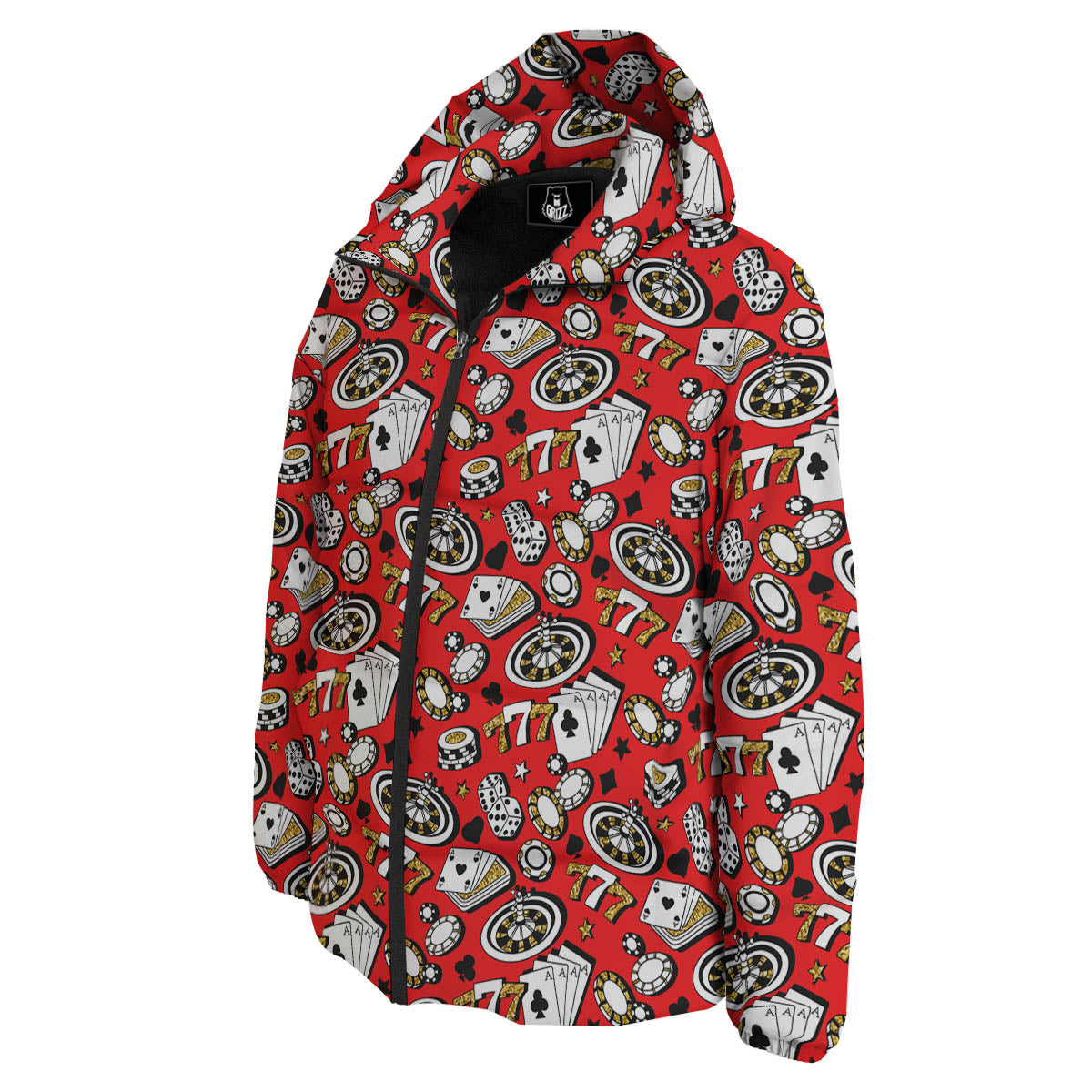 Poker Casino Print Pattern Down Jacket-grizzshop