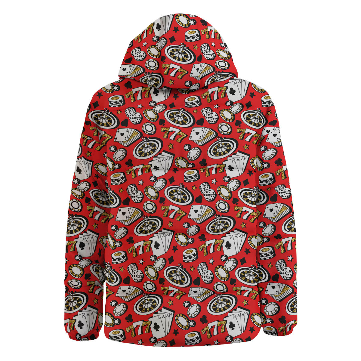 Poker Casino Print Pattern Down Jacket-grizzshop