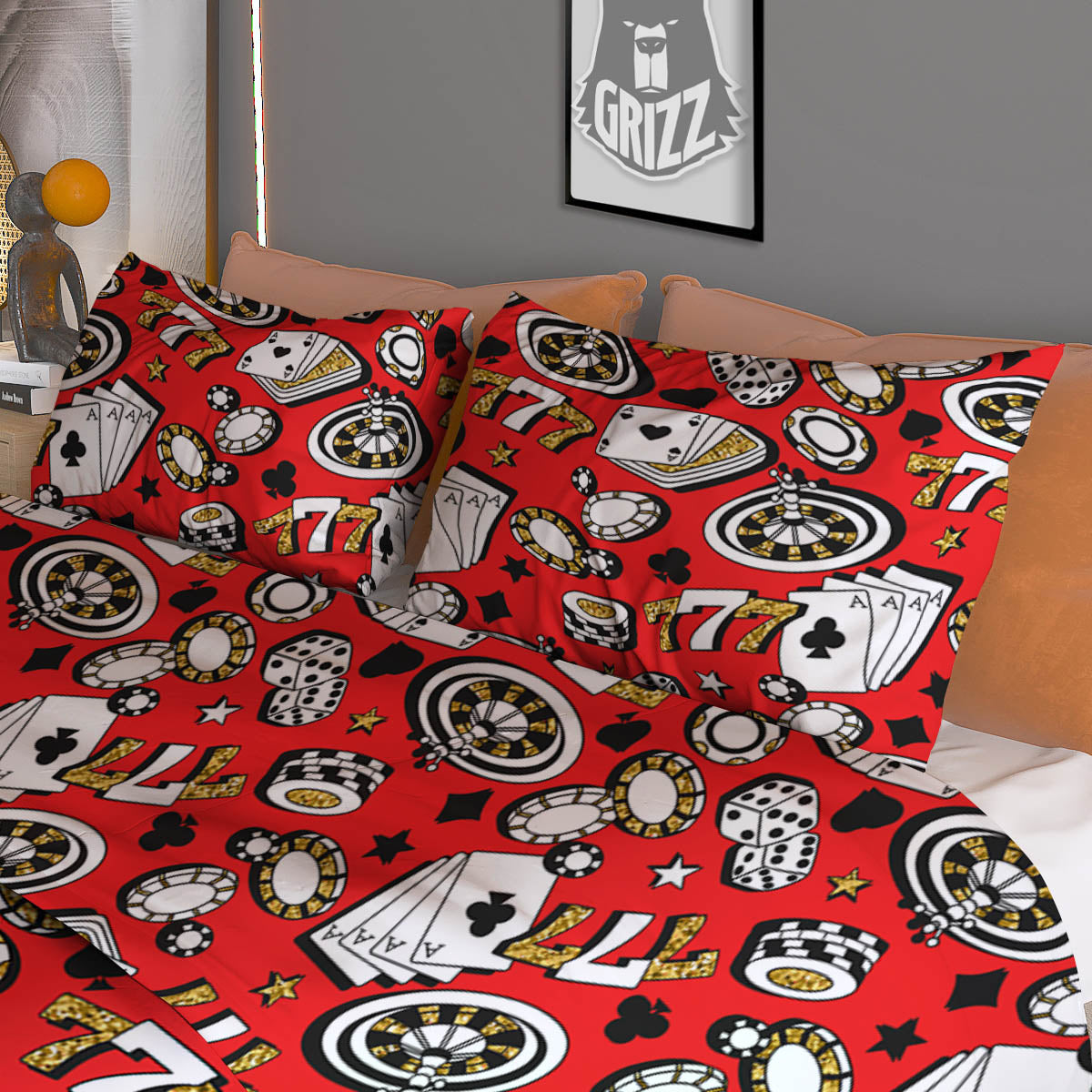 Poker Casino Print Pattern Duvet Cover Bedding Set-grizzshop
