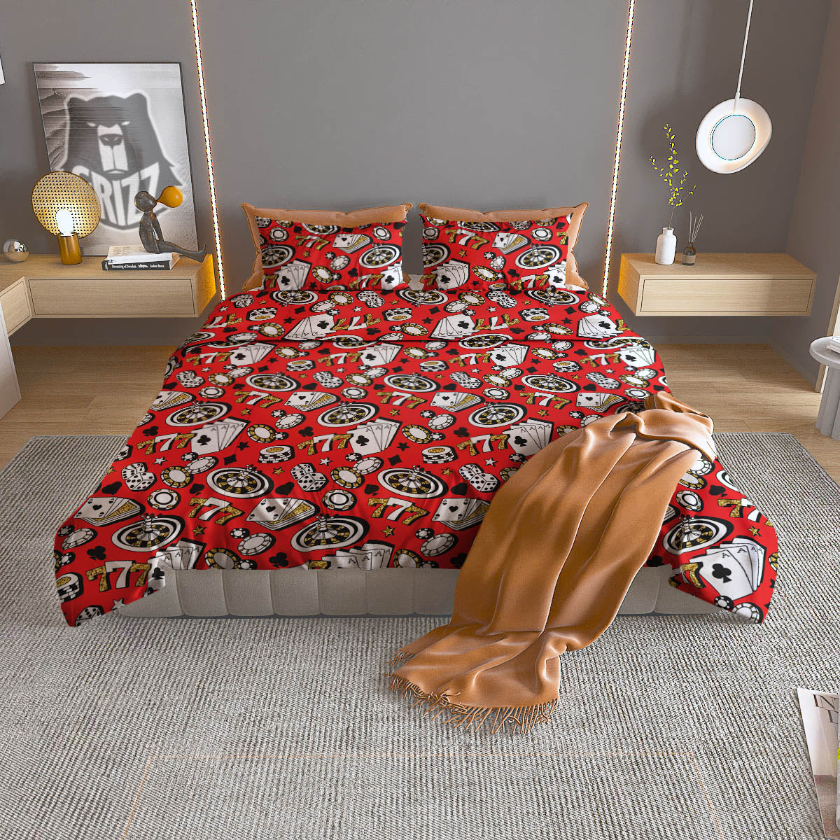 Poker Casino Print Pattern Duvet Cover Bedding Set-grizzshop