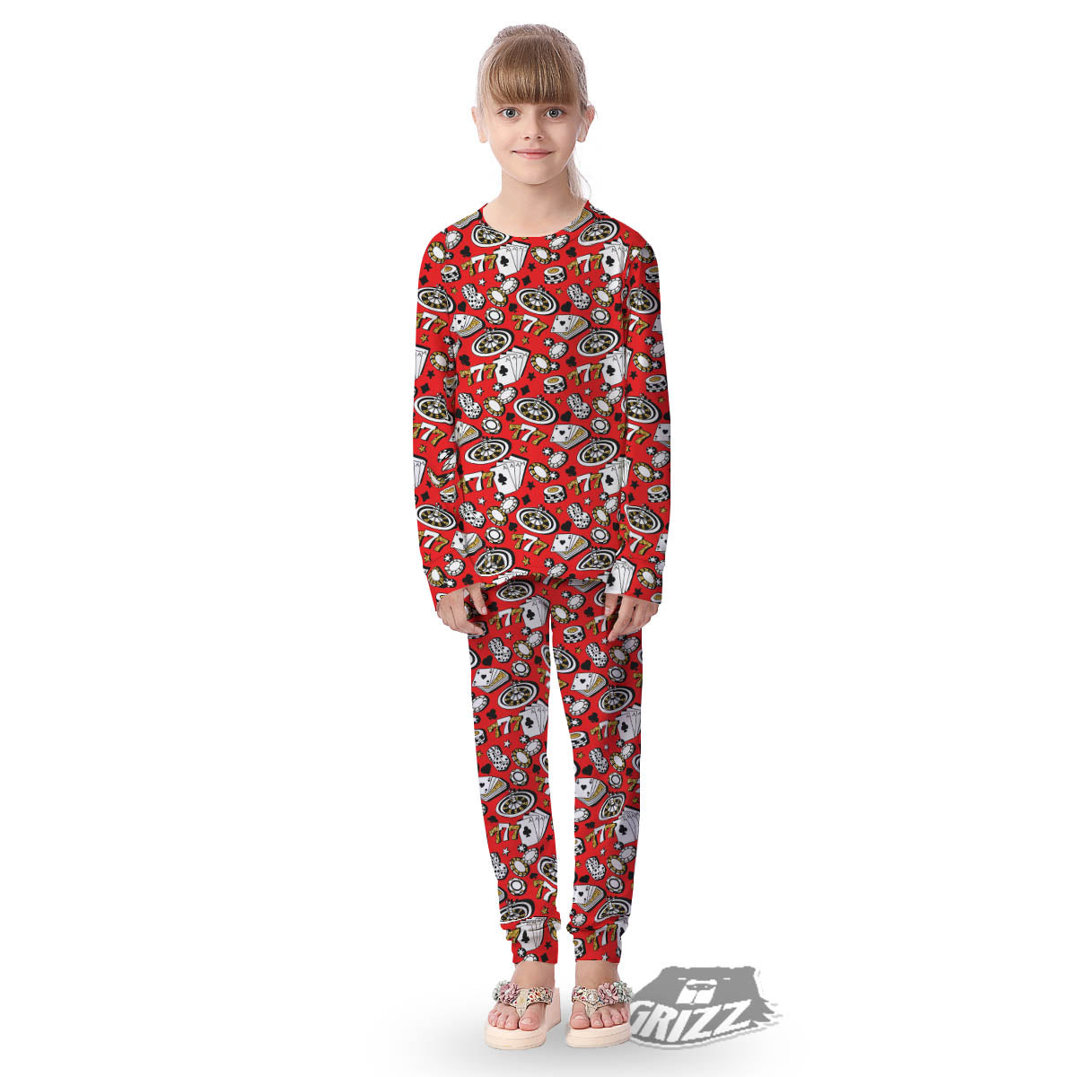 Poker Casino Print Pattern Kid's Pajamas-grizzshop
