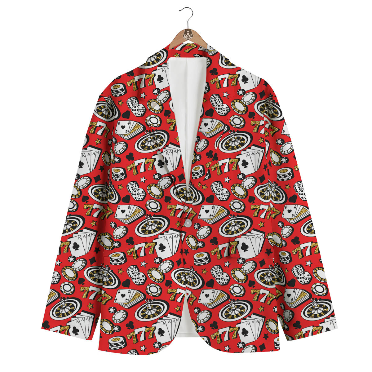 Poker Casino Print Pattern Men's Blazer-grizzshop