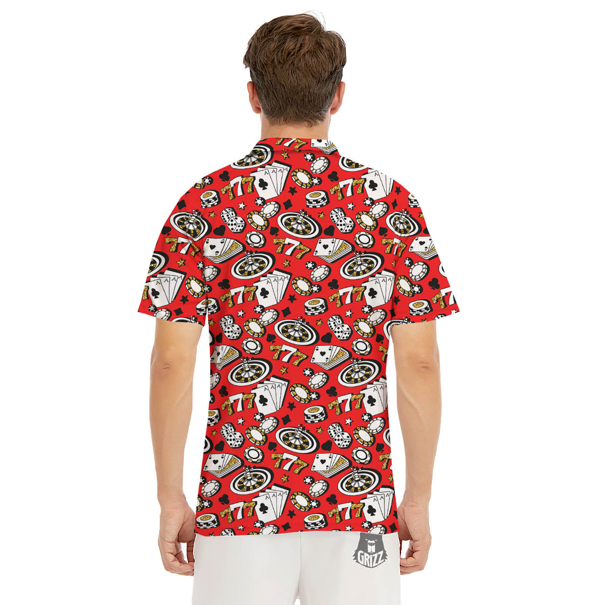 Poker Casino Print Pattern Men's Golf Shirts-grizzshop