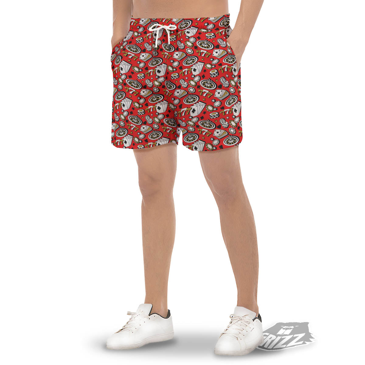 Poker Casino Print Pattern Men's Gym Shorts-grizzshop