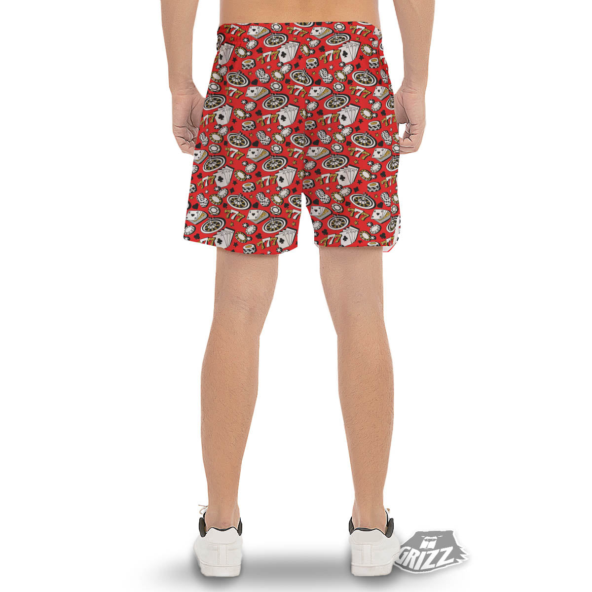 Poker Casino Print Pattern Men's Gym Shorts-grizzshop
