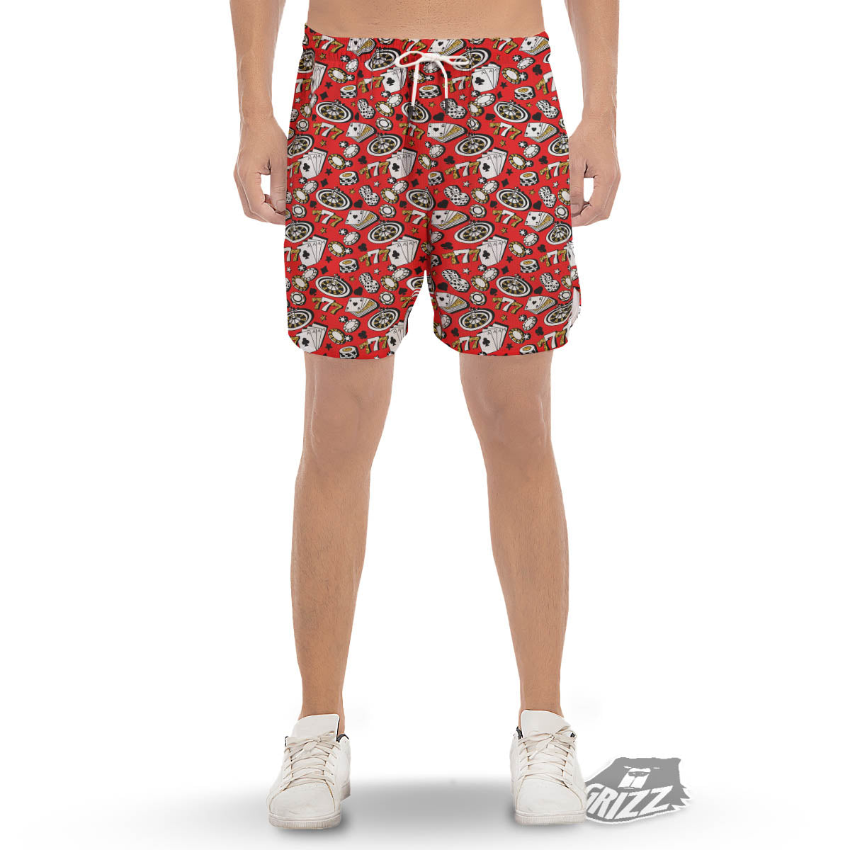 Poker Casino Print Pattern Men's Gym Shorts-grizzshop