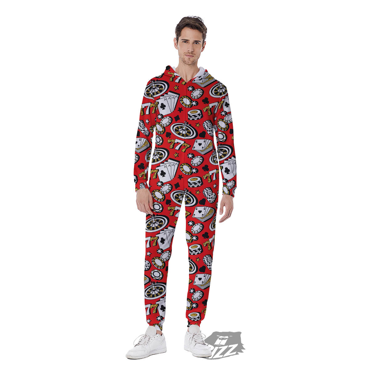 Poker Casino Print Pattern Men's Jumpsuit-grizzshop
