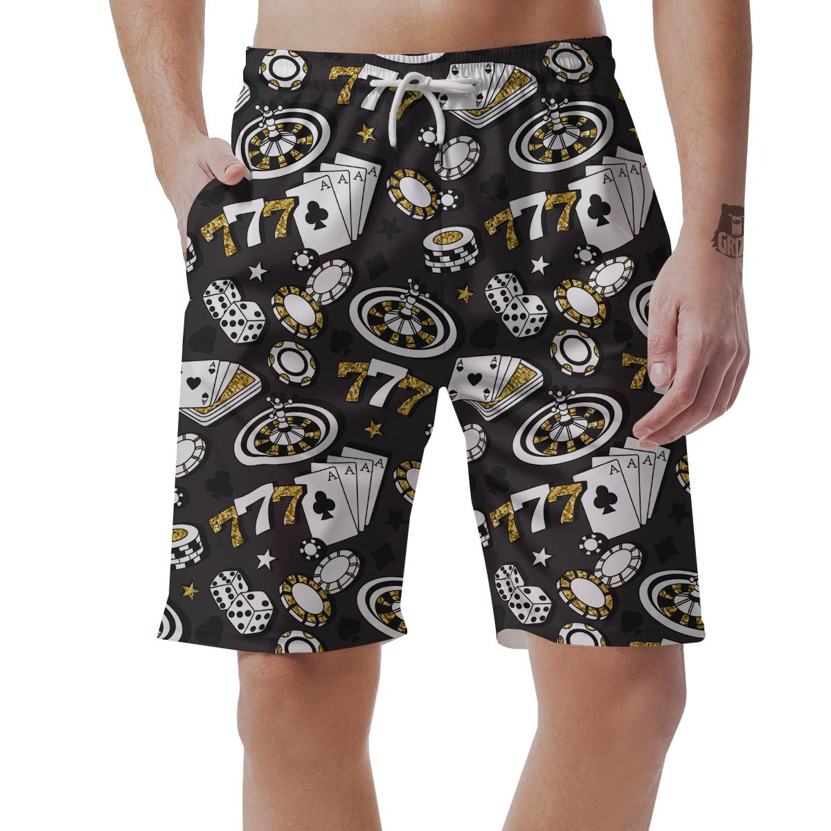 Poker Casino Print Pattern Men's Shorts-grizzshop