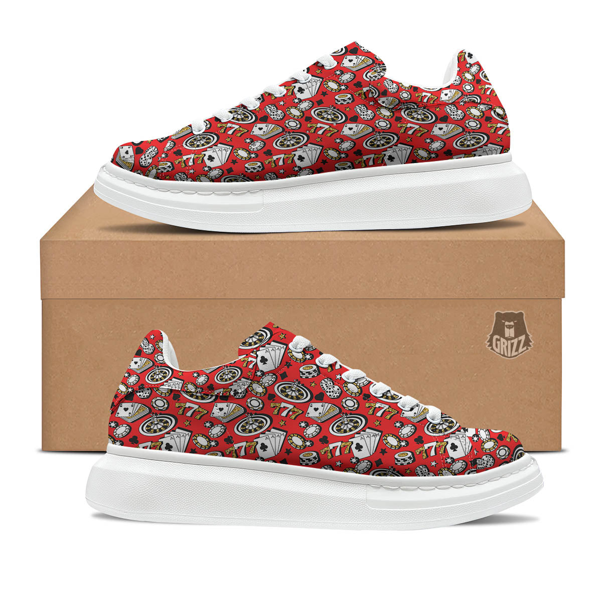 Poker Casino Print Pattern Platform Shoes-grizzshop