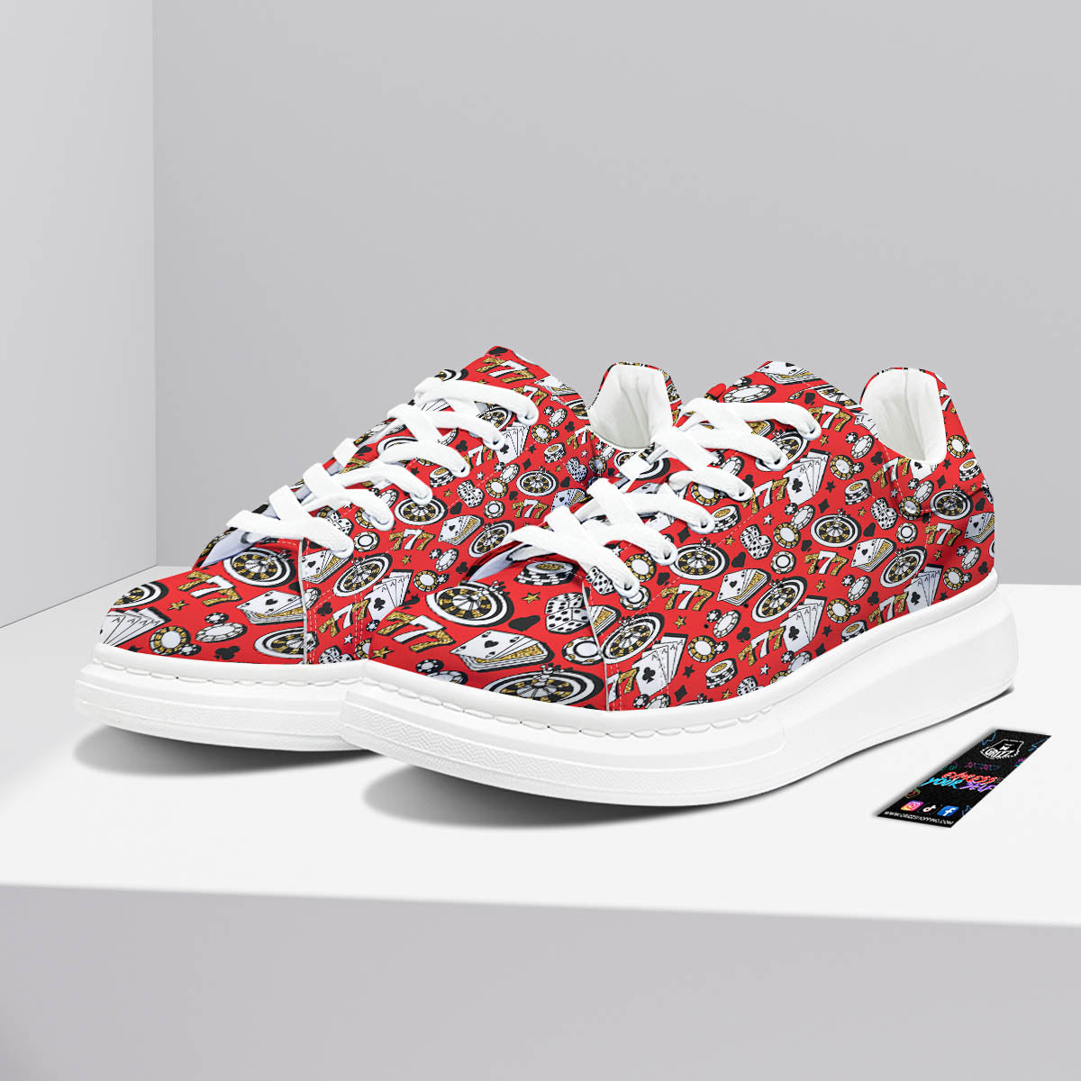 Poker Casino Print Pattern Platform Shoes-grizzshop