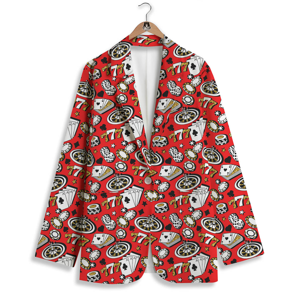 Poker Casino Print Pattern Women's Blazer-grizzshop