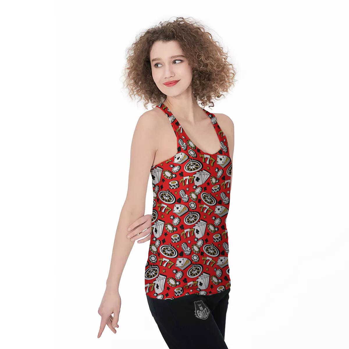 Poker Casino Print Pattern Women's Racerback Tank Top-grizzshop