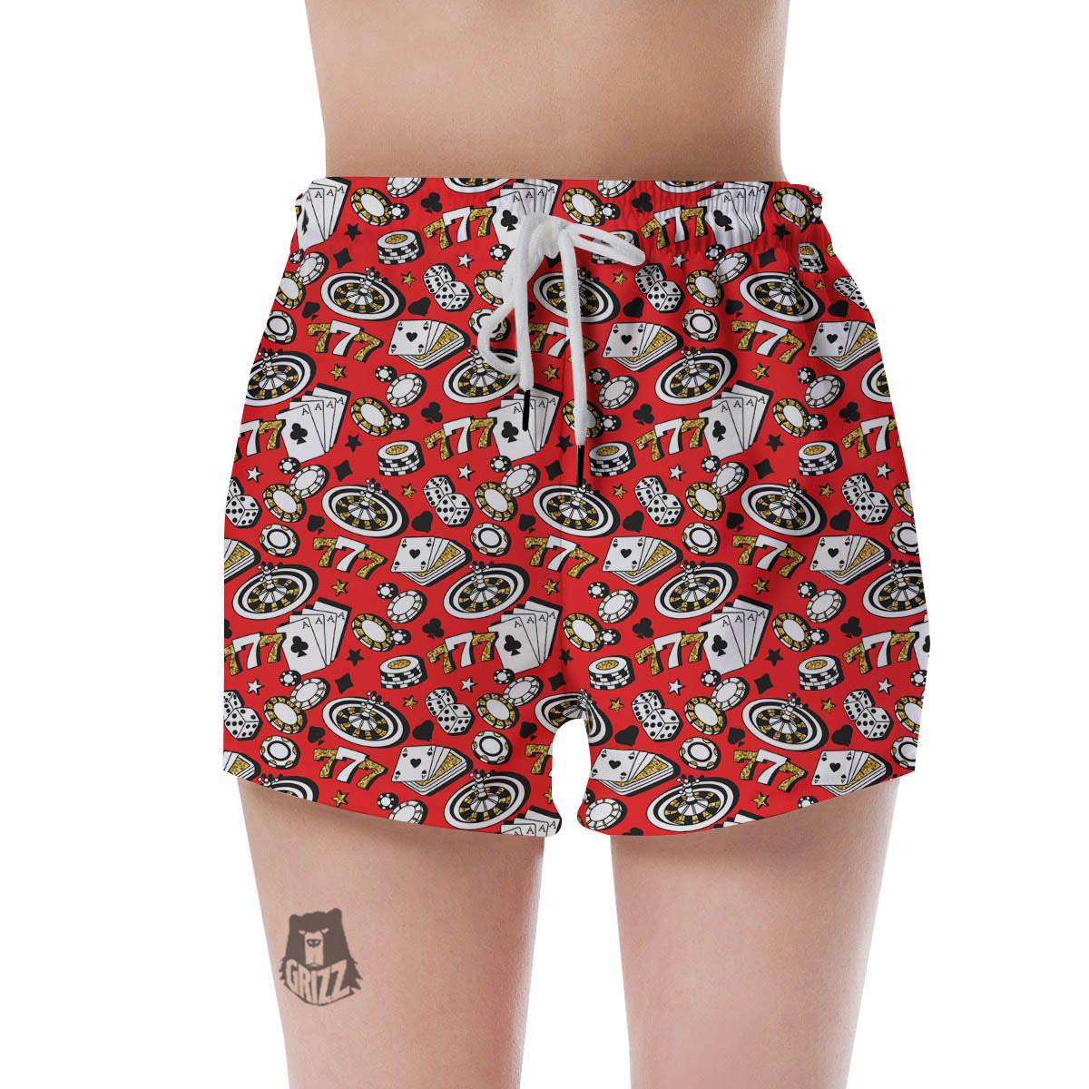 Poker Casino Print Pattern Women's Shorts-grizzshop
