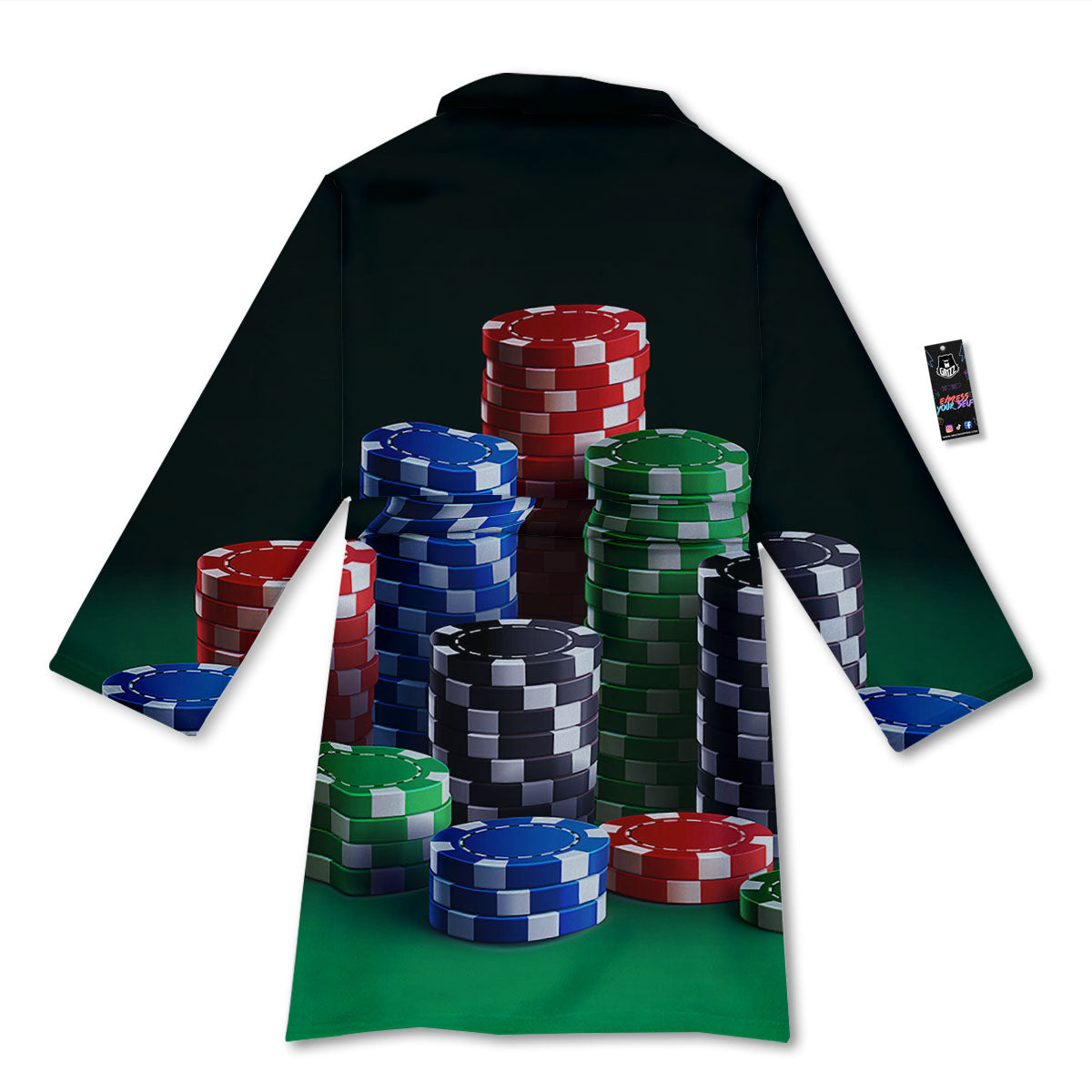 Poker Chips Print Bathrobe-grizzshop
