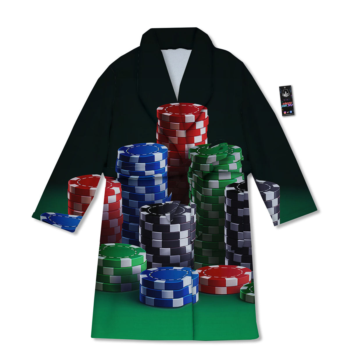 Poker Chips Print Bathrobe-grizzshop