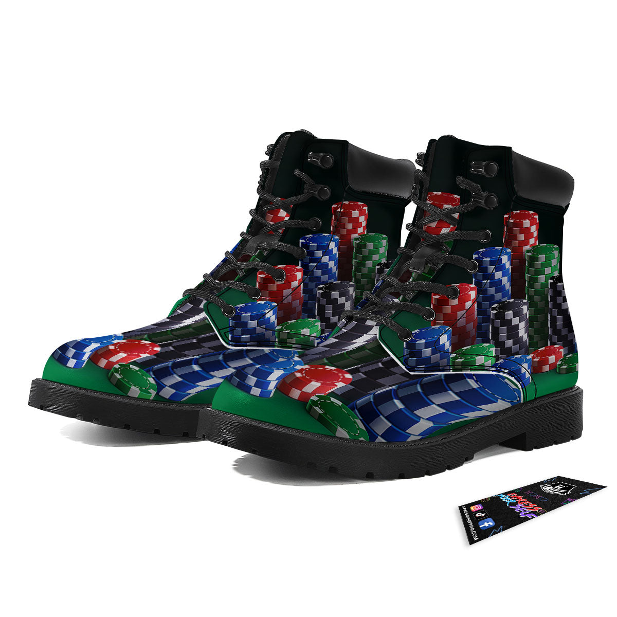Poker Chips Print Boots-grizzshop