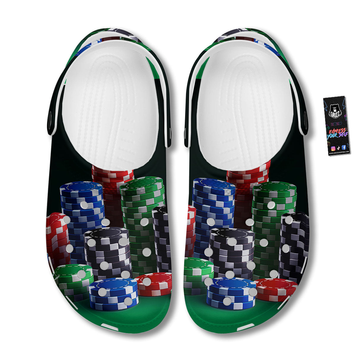 Poker Chips Print Clog-grizzshop