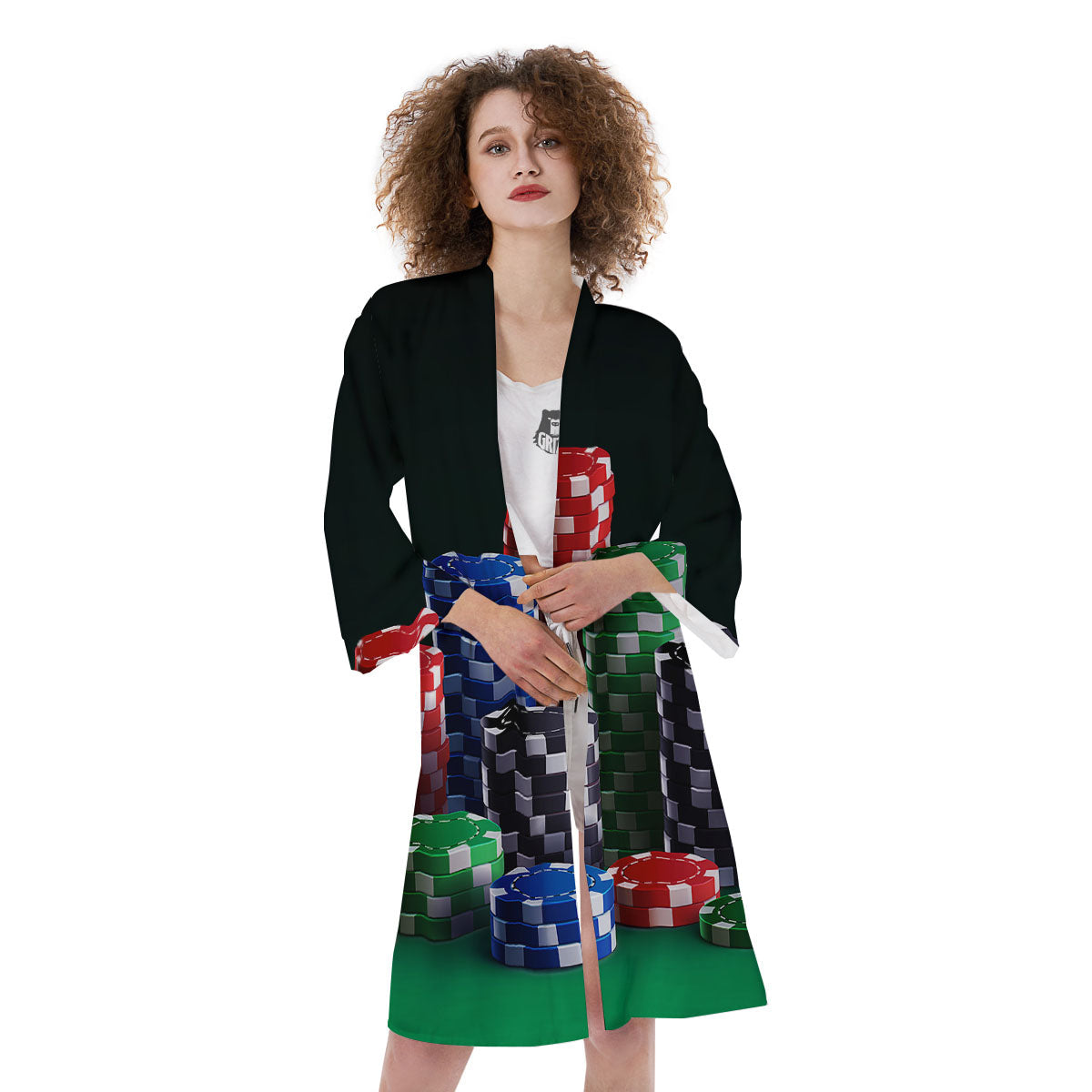 Poker Chips Print Kimono-grizzshop