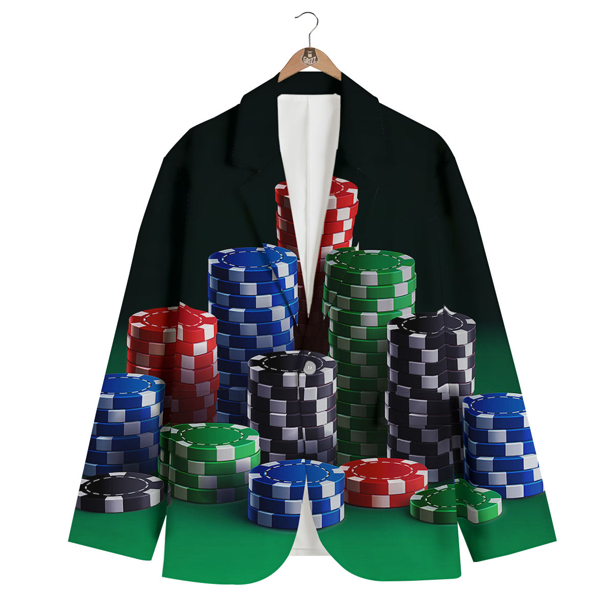 Poker Chips Print Men's Blazer-grizzshop