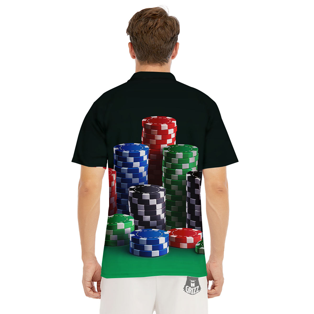 Poker Chips Print Men's Golf Shirts-grizzshop