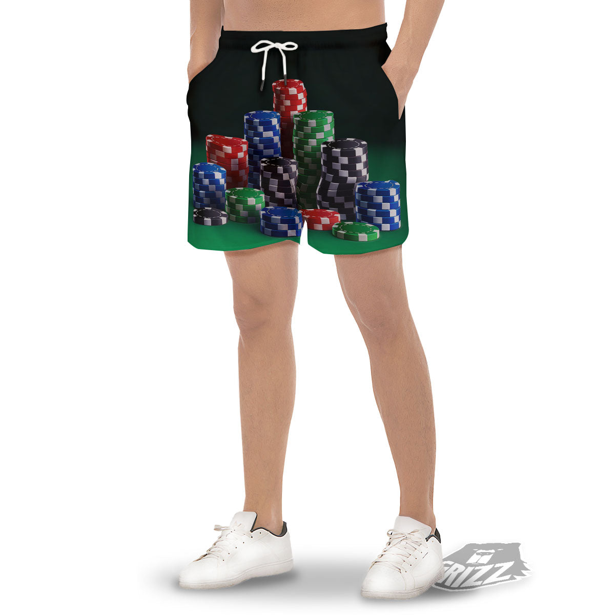 Poker Chips Print Men's Gym Shorts-grizzshop