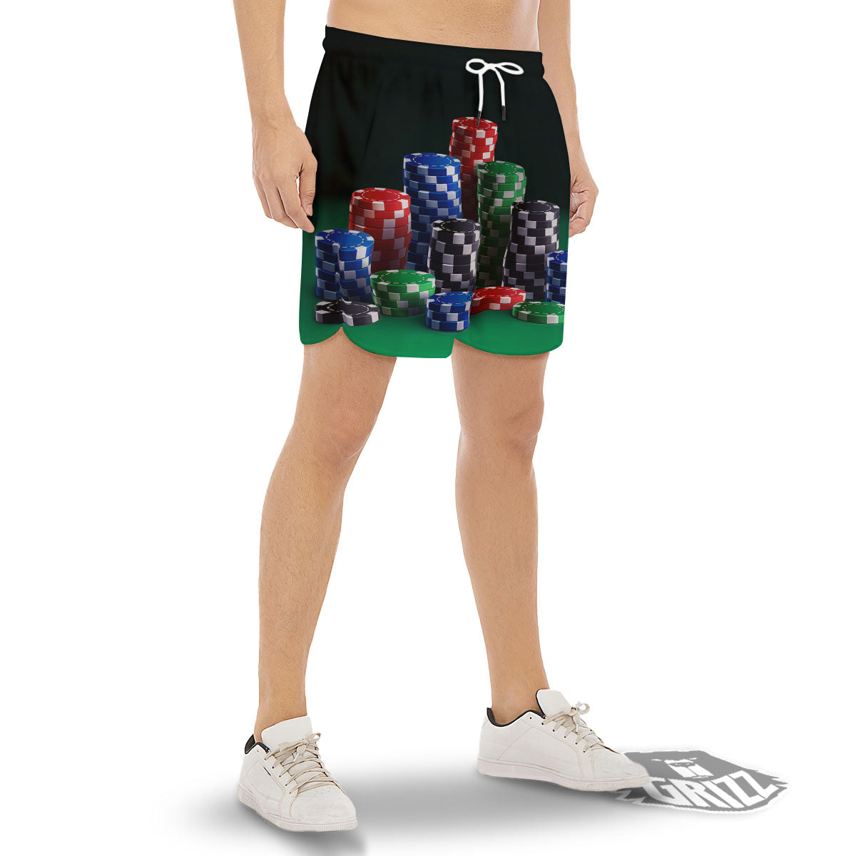 Poker Chips Print Men's Gym Shorts-grizzshop