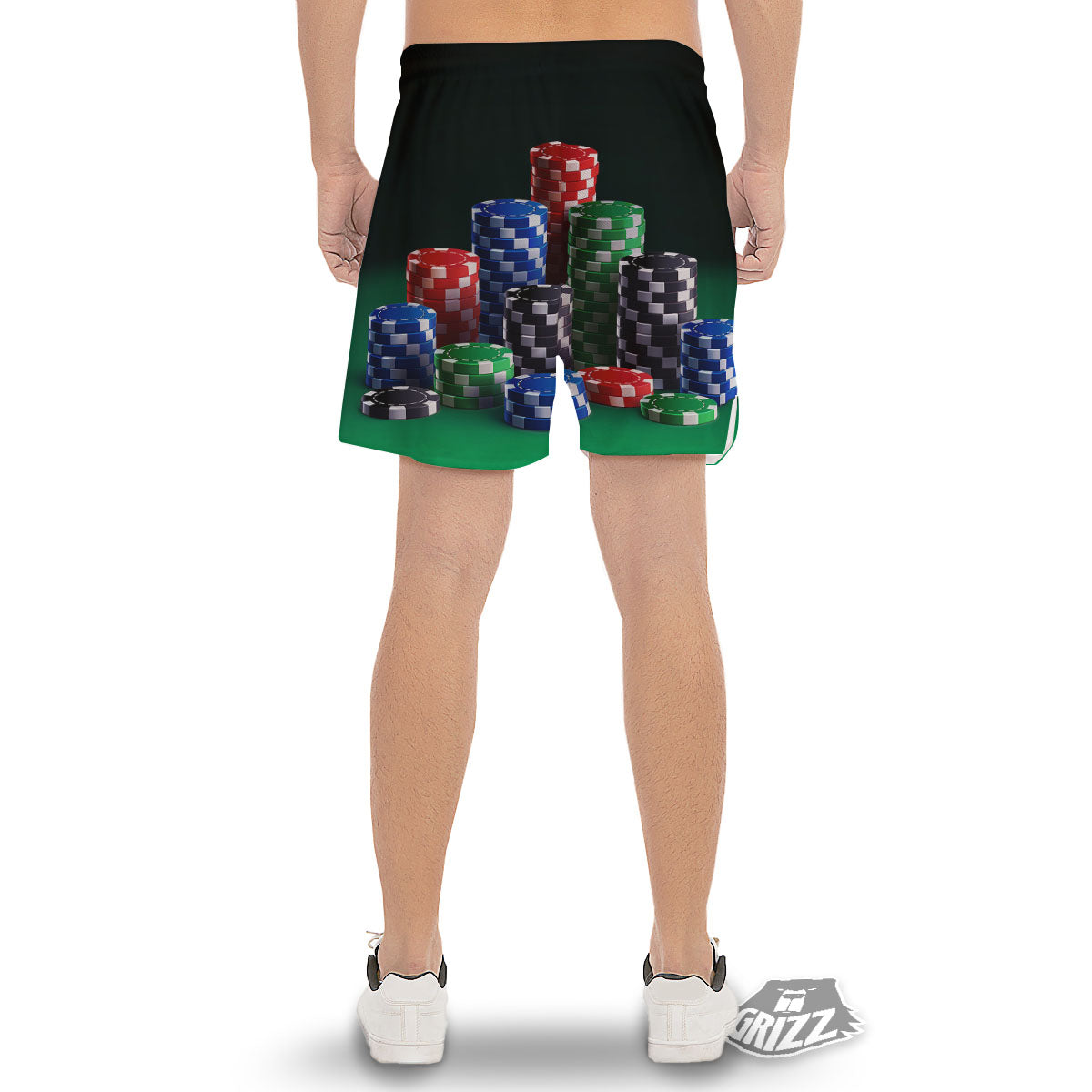 Poker Chips Print Men's Gym Shorts-grizzshop