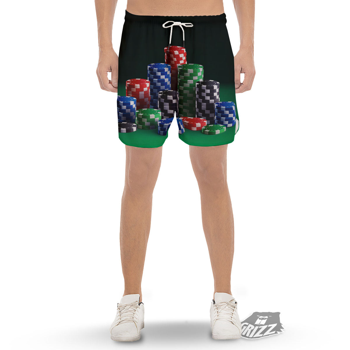 Poker Chips Print Men's Gym Shorts-grizzshop