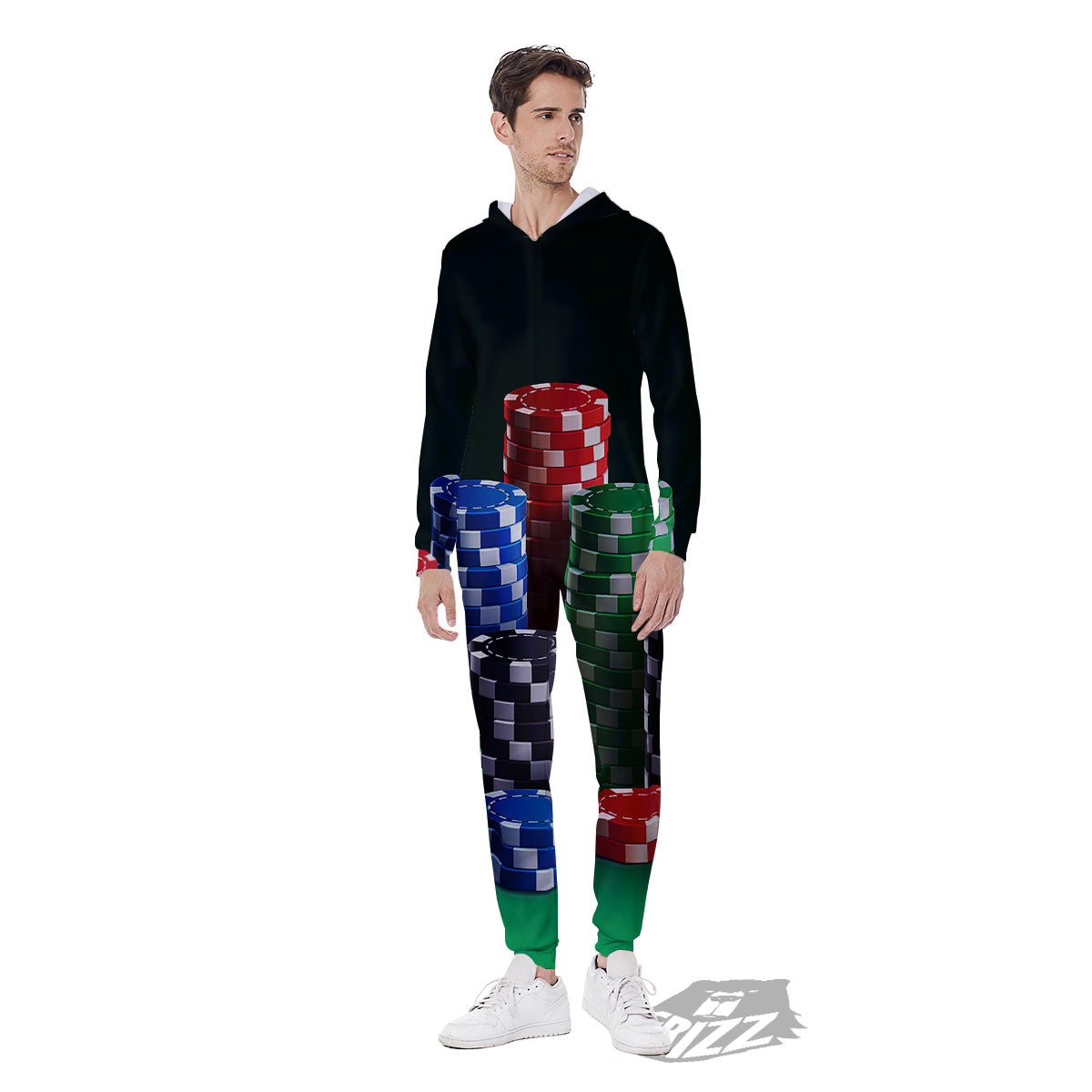 Poker Chips Print Men's Jumpsuit-grizzshop