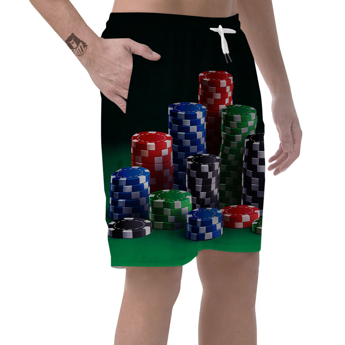 Poker Chips Print Men's Shorts-grizzshop