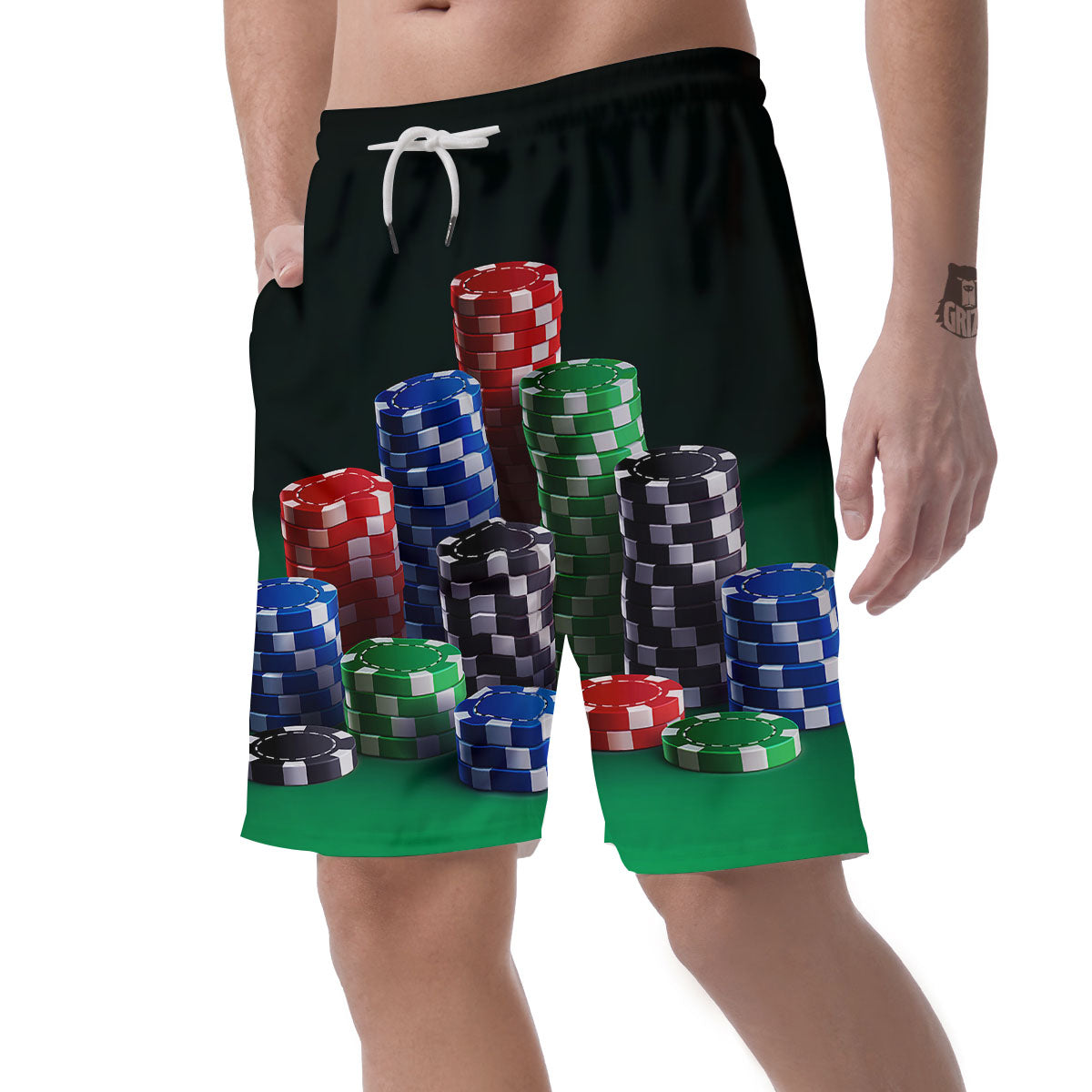 Poker Chips Print Men's Shorts-grizzshop