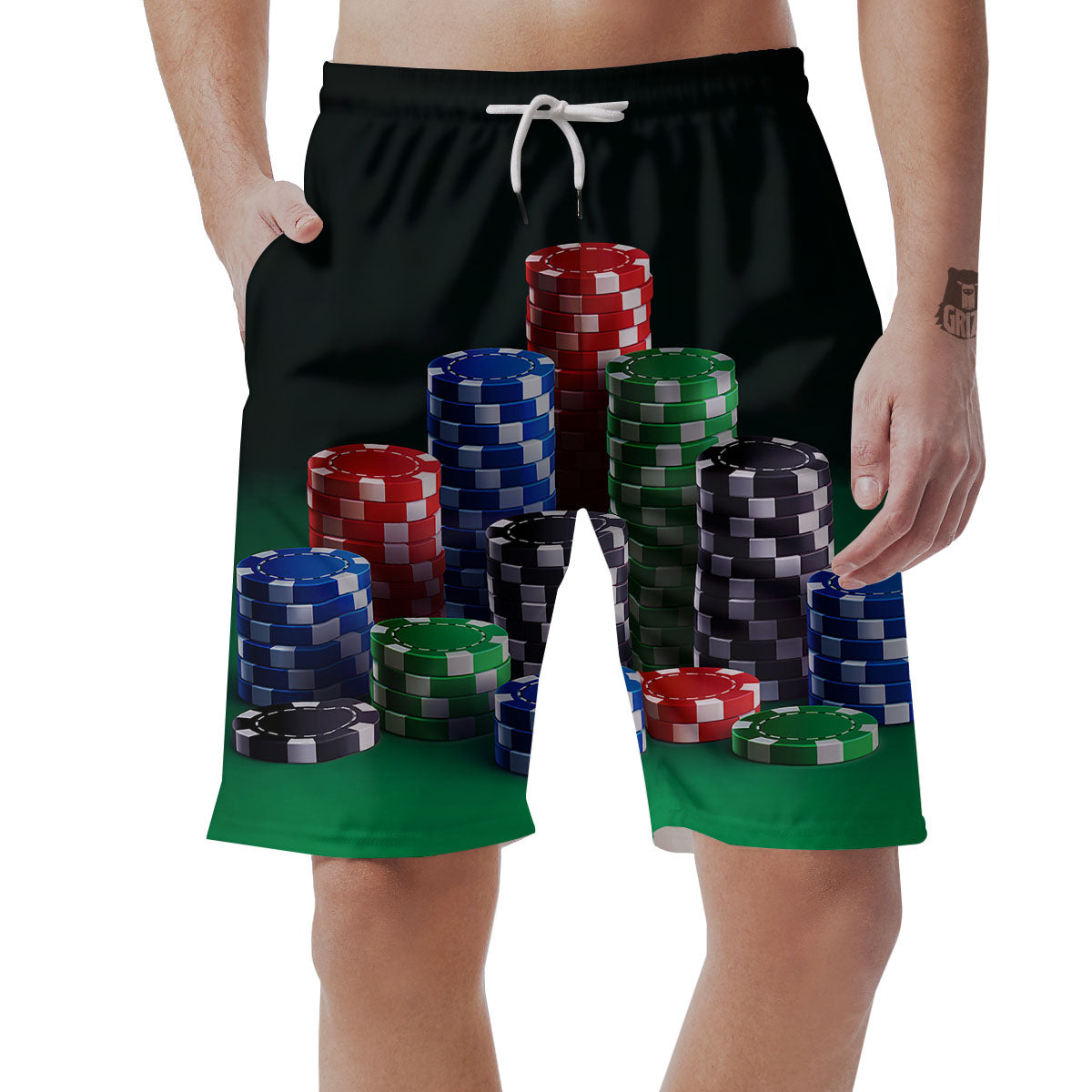 Poker Chips Print Men's Shorts-grizzshop
