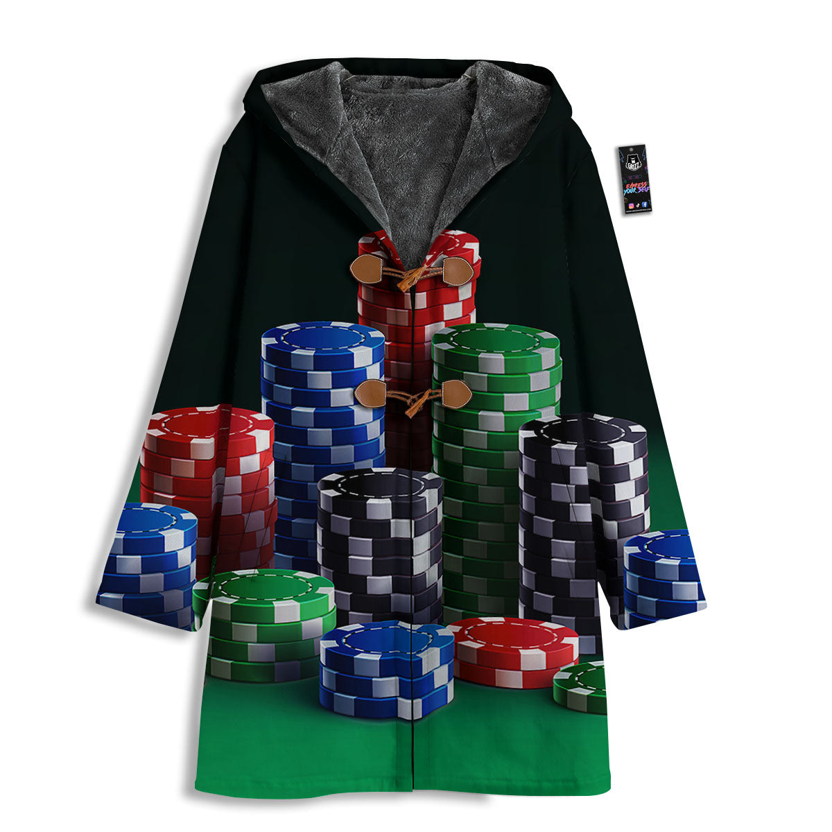 Poker Chips Print Men's Windbreaker Jacket-grizzshop