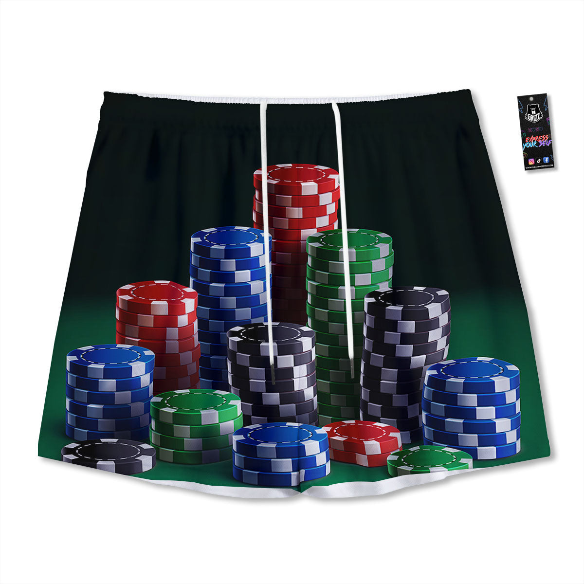 Poker Chips Print Mesh Shorts