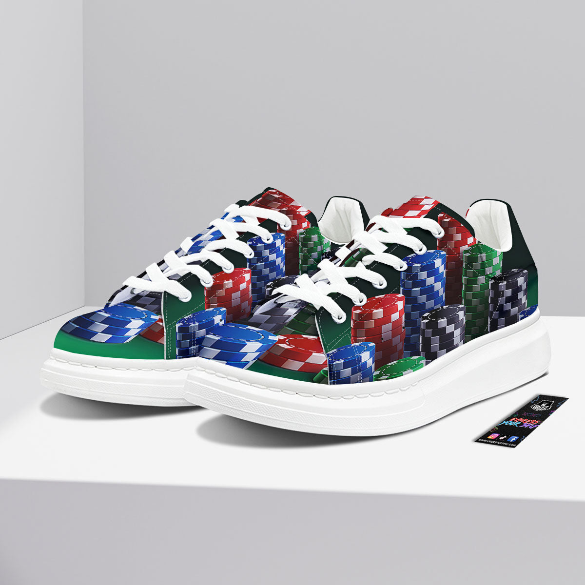 Poker Chips Print Platform Shoes-grizzshop