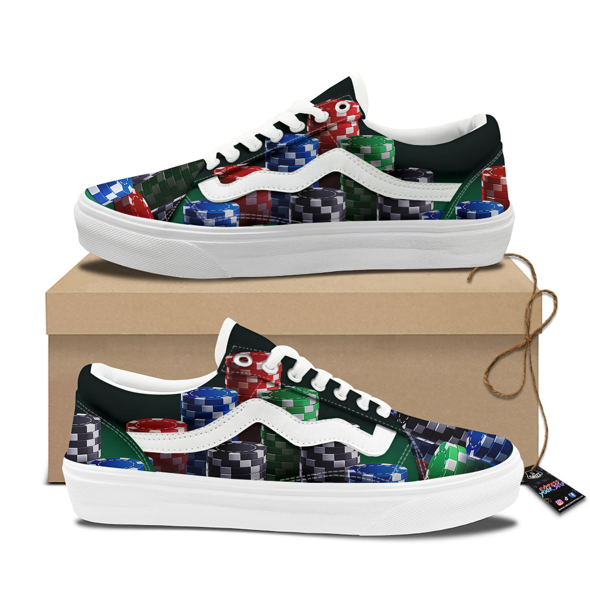 Poker Chips Print Skate Shoes-grizzshop
