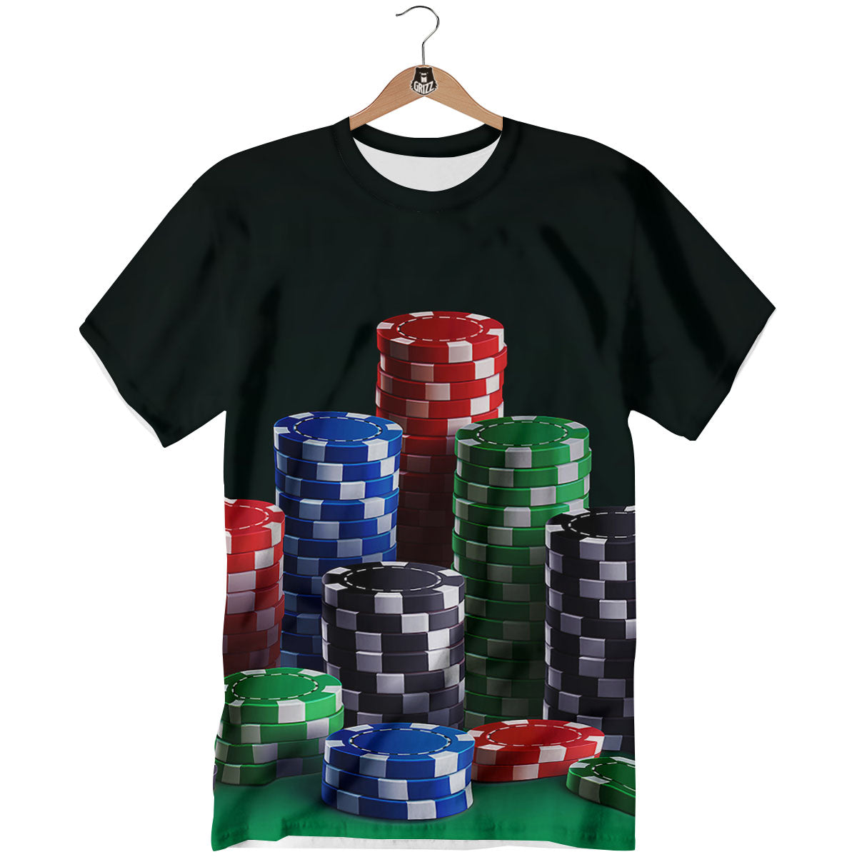 Poker Chips Print T-Shirt-grizzshop