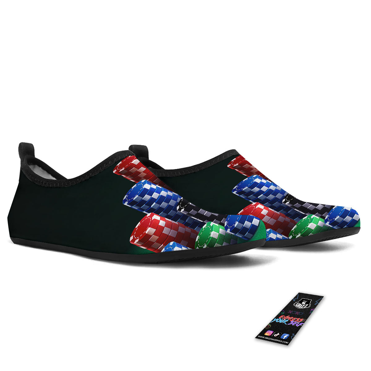 Poker Chips Print Water Shoes-grizzshop