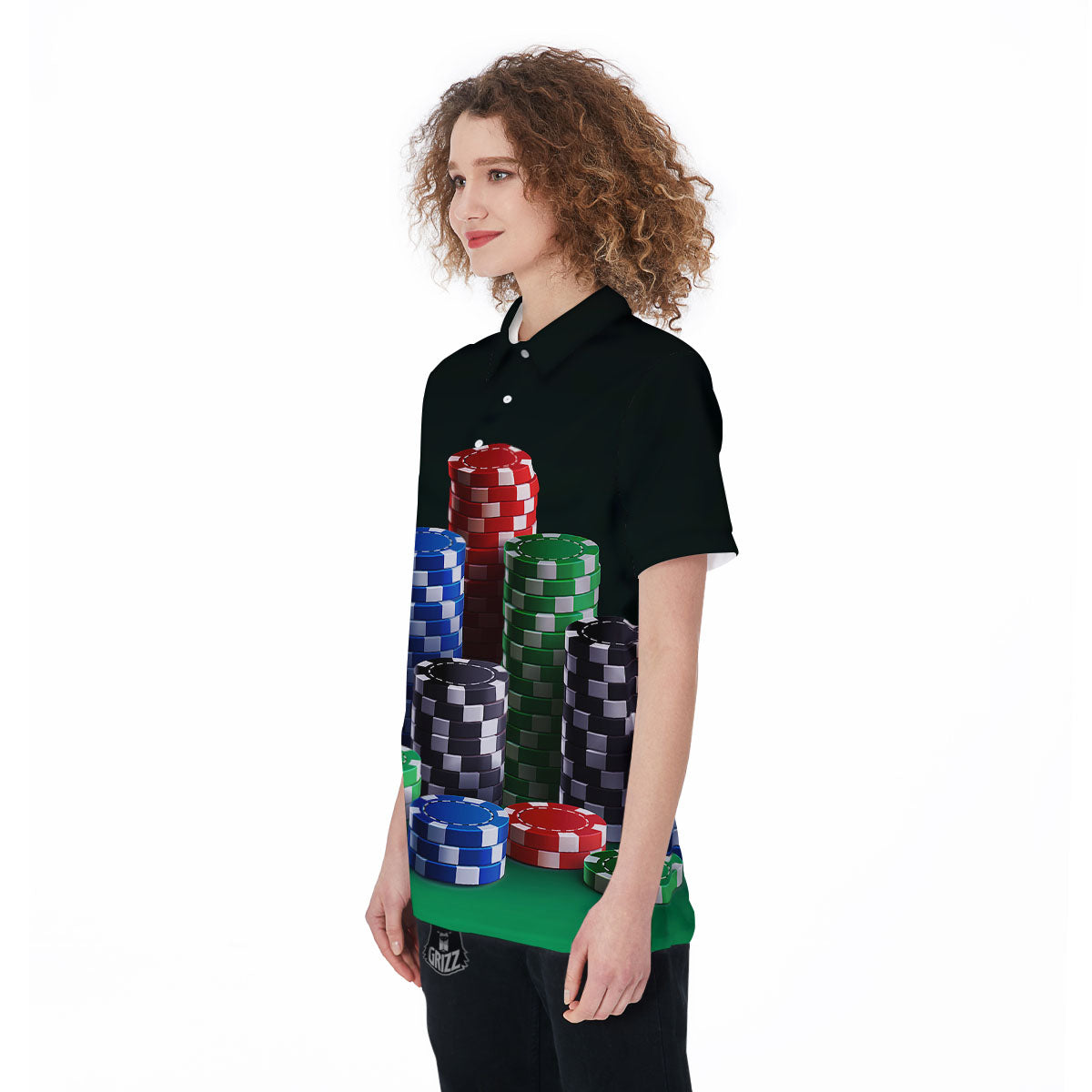Poker Chips Print Women's Golf Shirts-grizzshop