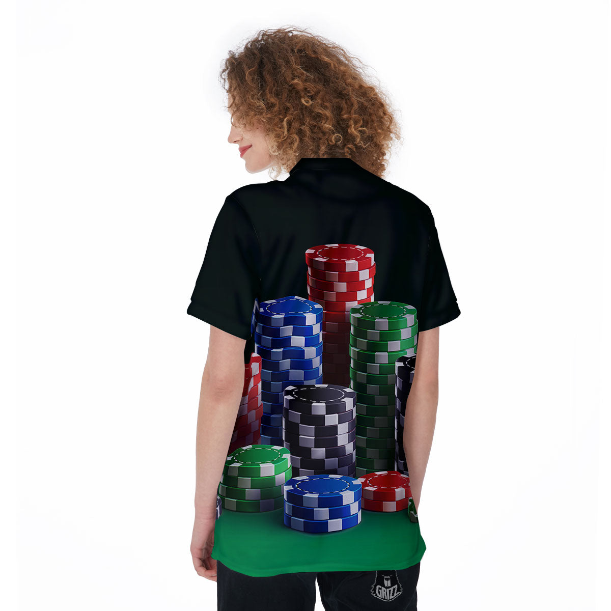 Poker Chips Print Women's Golf Shirts-grizzshop