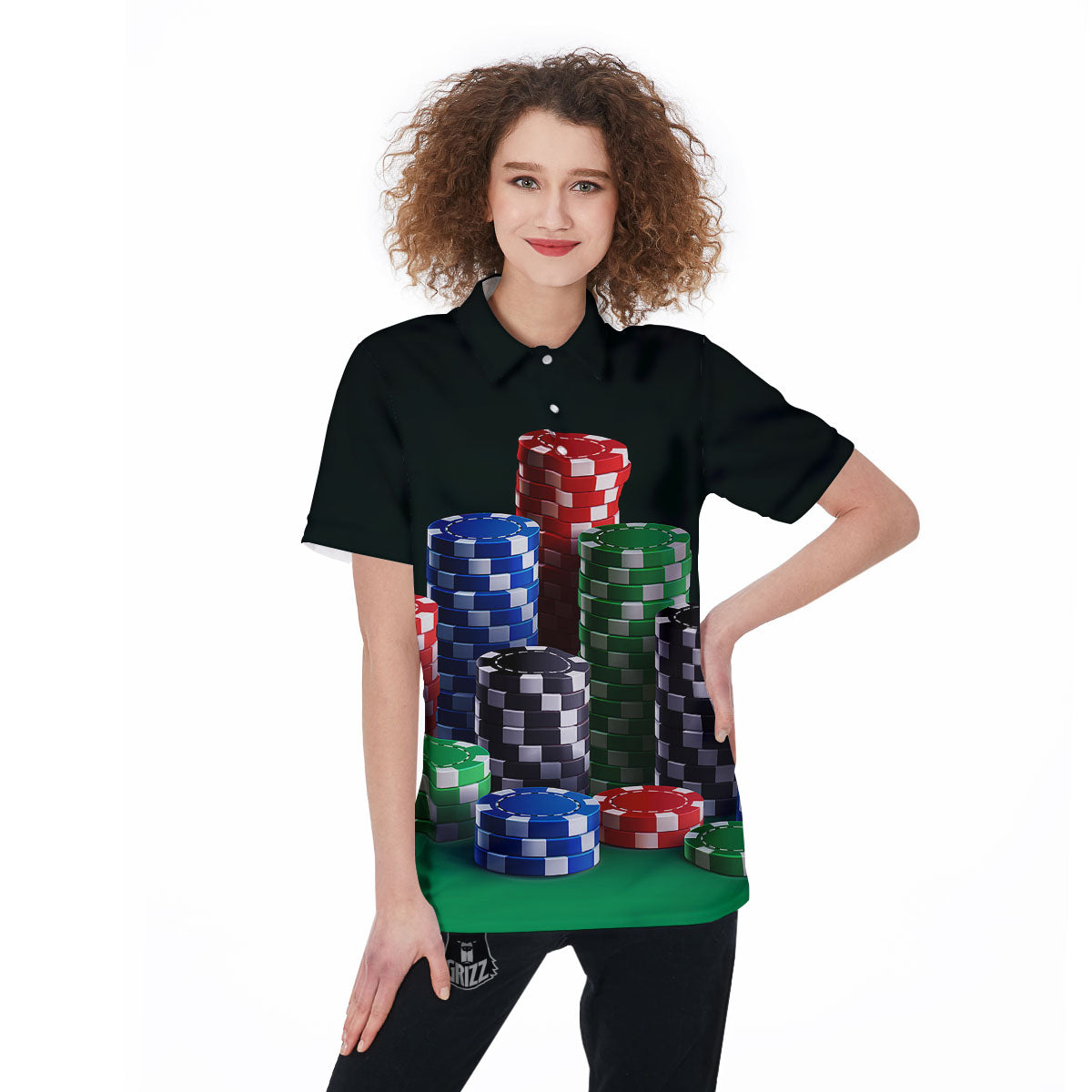 Poker Chips Print Women's Golf Shirts-grizzshop