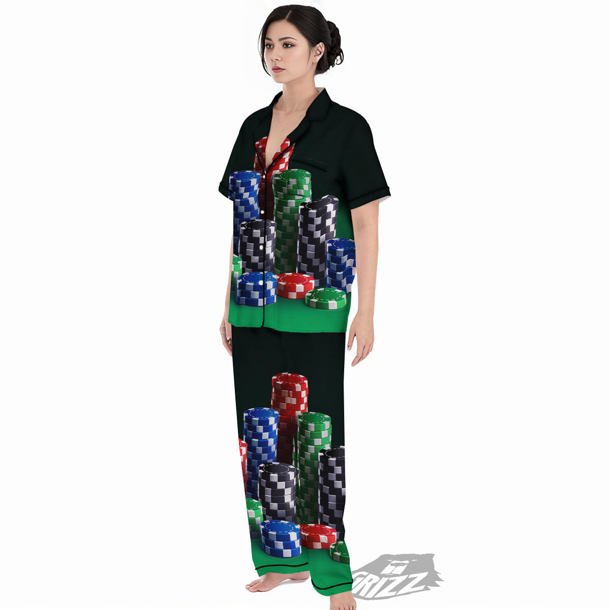 Poker Chips Print Women's Pajamas Set-grizzshop