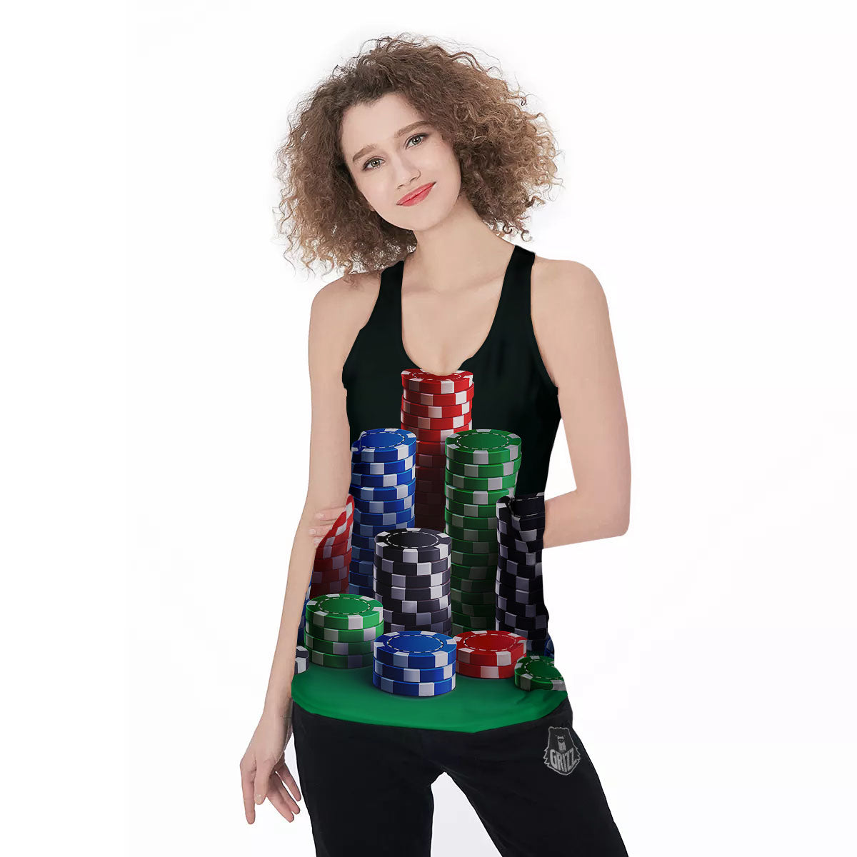 Poker Chips Print Women's Racerback Tank Top-grizzshop