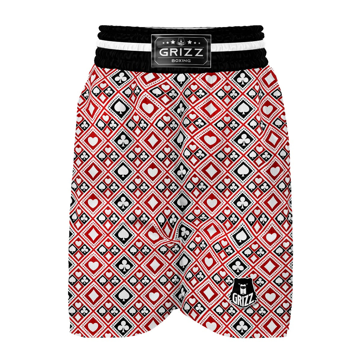 Poker Playing Card Casino Pattern Print Boxing Shorts-grizzshop