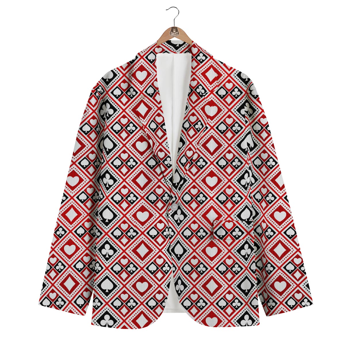 Poker Playing Card Casino Pattern Print Men's Blazer-grizzshop