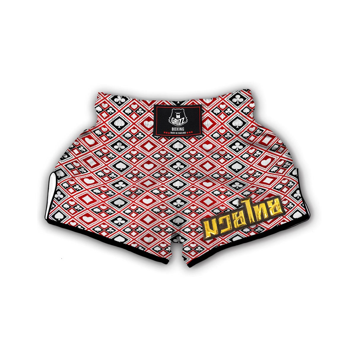 Poker Playing Card Casino Pattern Print Muay Thai Boxing Shorts-grizzshop