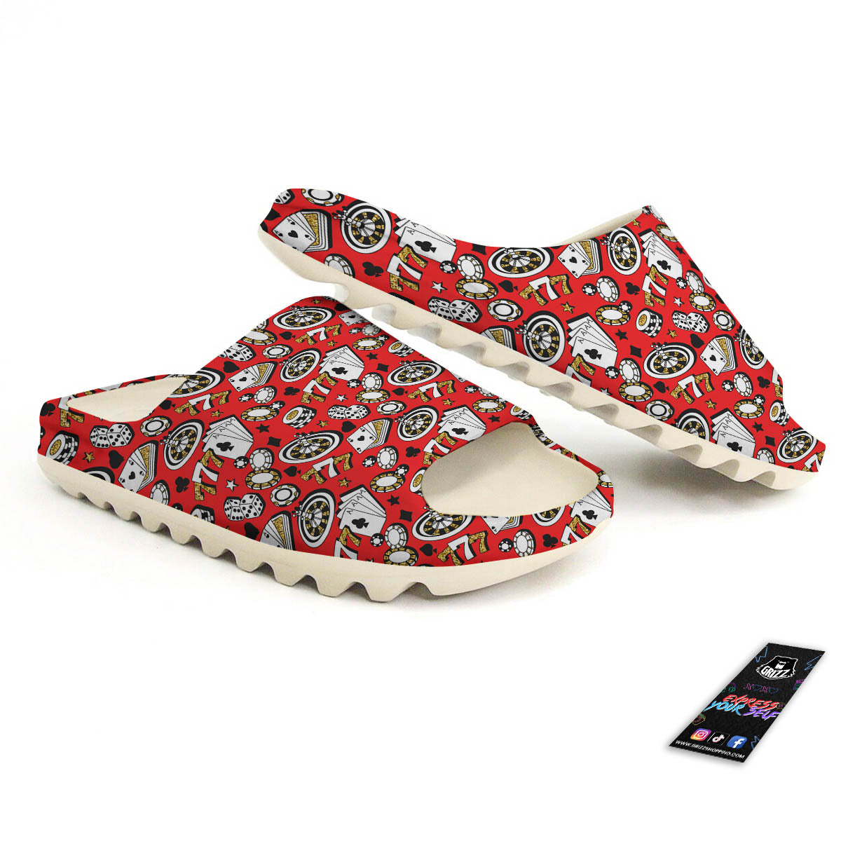 Poker Casino Print Pattern Sandals-grizzshop