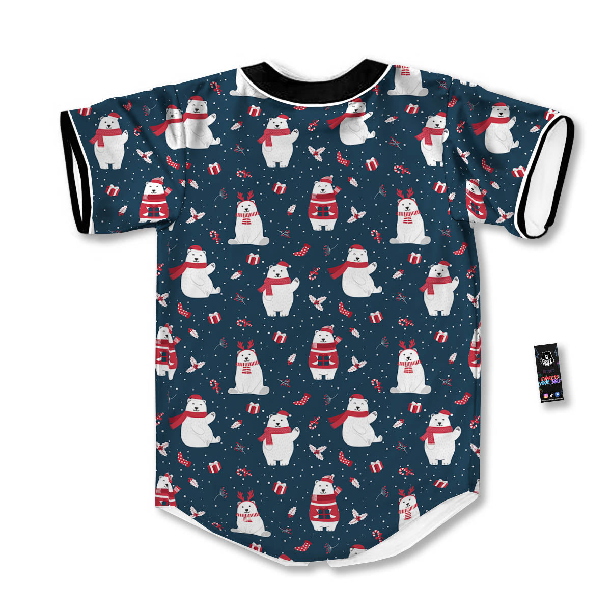 Polar Bear Christmas Print Pattern Baseball Jersey-grizzshop