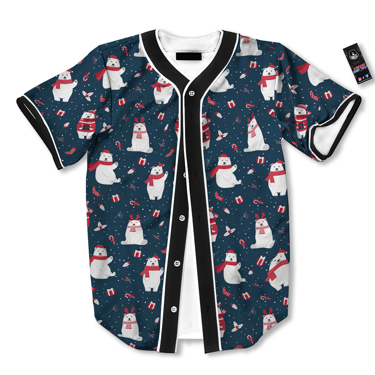 Polar Bear Christmas Print Pattern Baseball Jersey-grizzshop